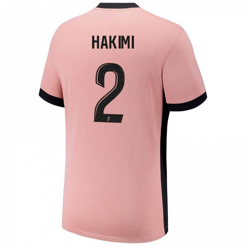 Kinderen Achraf Hakimi #2 Roestroze Thuisshirt Derde Tenue 2024/25 T-Shirt België