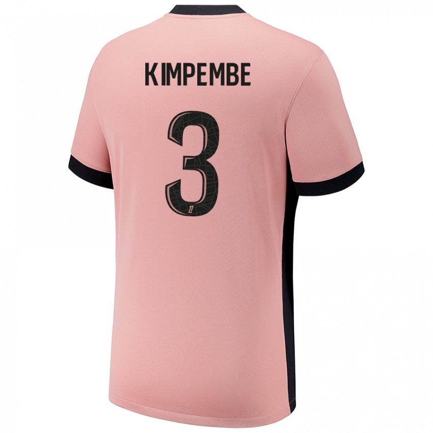 Enfant Maillot Presnel Kimpembe #3 Rouille Rose Troisieme 2024/25 T-Shirt Belgique