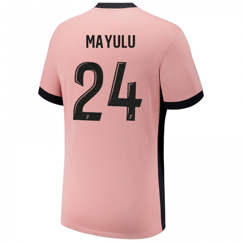 Enfant Maillot Senny Mayulu #24 Rouille Rose Troisieme 2024/25 T-Shirt Belgique