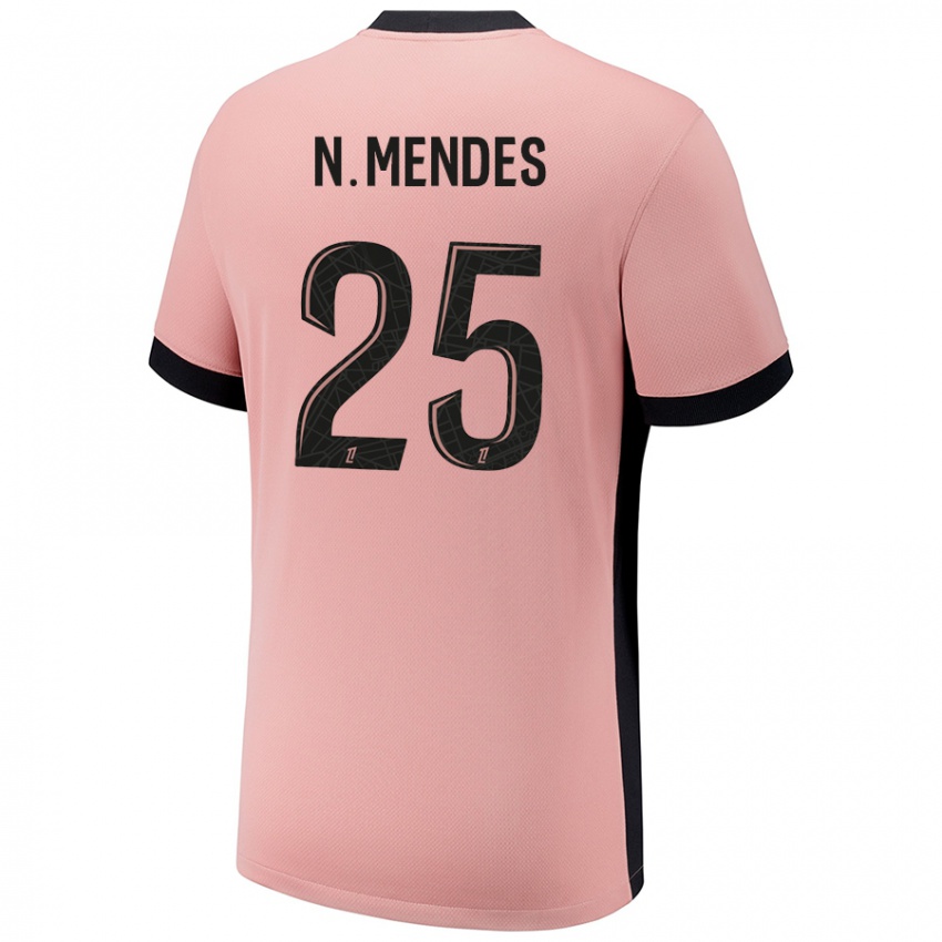 Enfant Maillot Nuno Mendes #25 Rouille Rose Troisieme 2024/25 T-Shirt Belgique