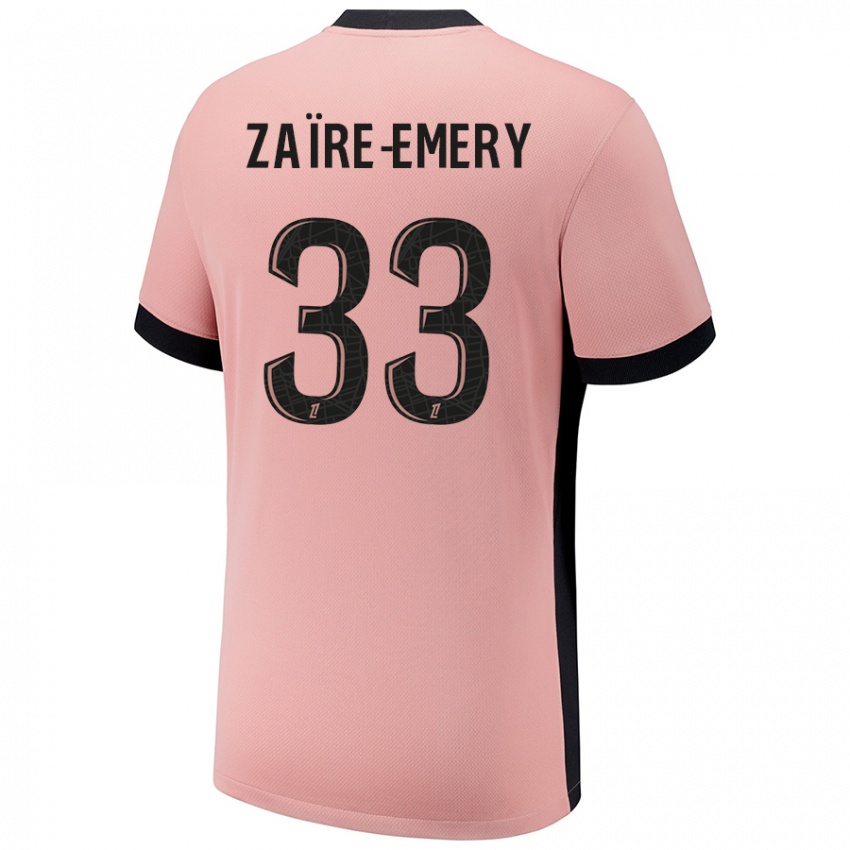 Enfant Maillot Warren Zaire Emery #33 Rouille Rose Troisieme 2024/25 T-Shirt Belgique