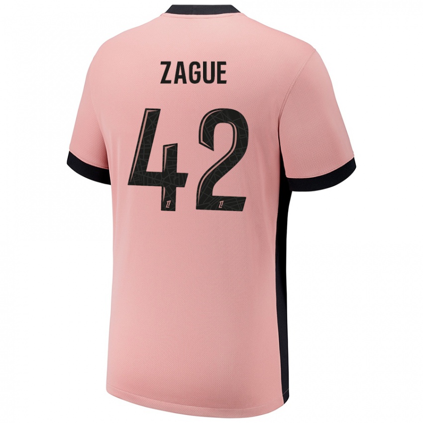 Enfant Maillot Yoram Zague #42 Rouille Rose Troisieme 2024/25 T-Shirt Belgique