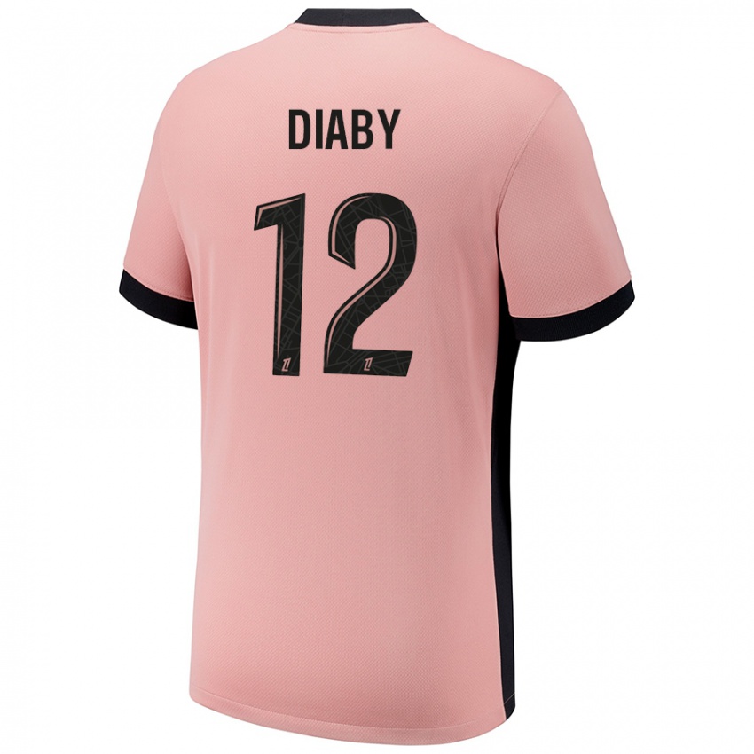 Enfant Maillot Ibrahima Diaby #12 Rouille Rose Troisieme 2024/25 T-Shirt Belgique