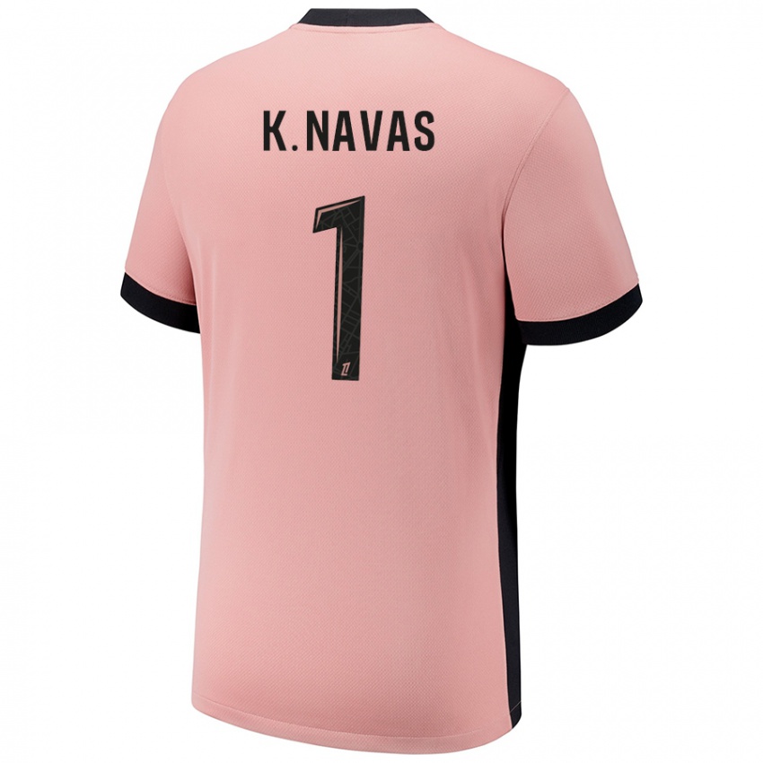 Kinderen Keylor Navas #1 Roestroze Thuisshirt Derde Tenue 2024/25 T-Shirt België