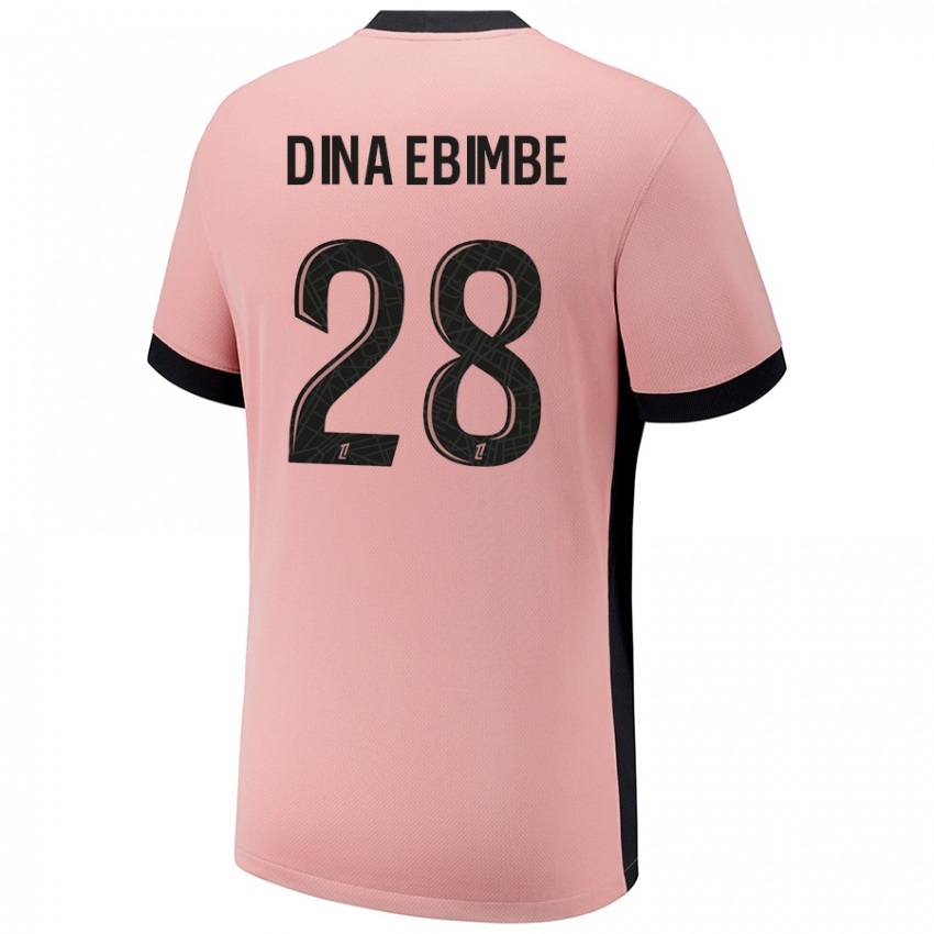 Enfant Maillot Eric Junior Dina Ebimbe #28 Rouille Rose Troisieme 2024/25 T-Shirt Belgique