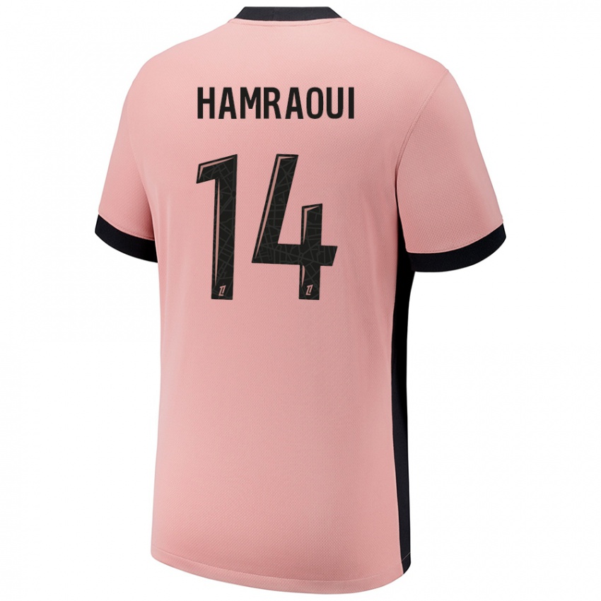 Enfant Maillot Kheira Hamraoui #14 Rouille Rose Troisieme 2024/25 T-Shirt Belgique