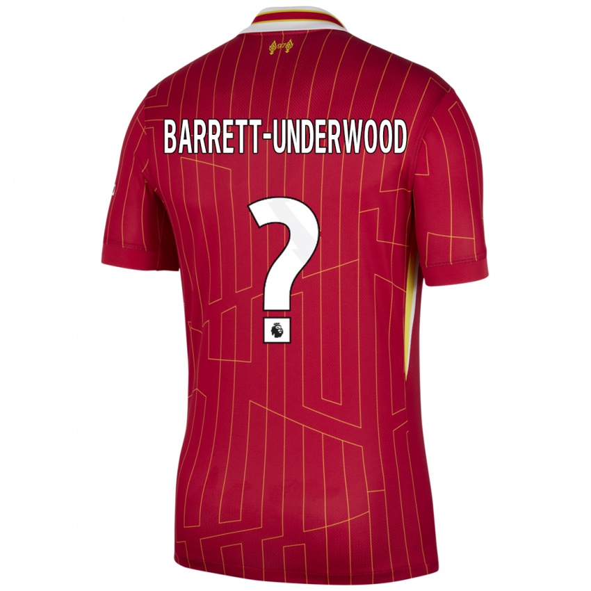 Homme Maillot Keehan Barrett-Underwood #0 Rouge Jaune Blanc Tenues Domicile 2024/25 T-Shirt Belgique