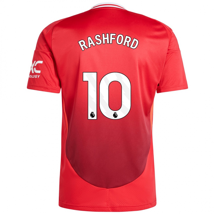 Homme Maillot Marcus Rashford #10 Rouge Vif Tenues Domicile 2024/25 T-Shirt Belgique