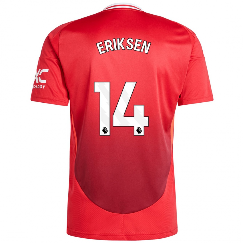 Homme Maillot Christian Eriksen #14 Rouge Vif Tenues Domicile 2024/25 T-Shirt Belgique