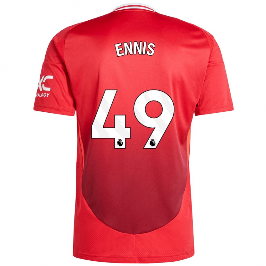 Homme Maillot Ethan Ennis #49 Rouge Vif Tenues Domicile 2024/25 T-Shirt Belgique