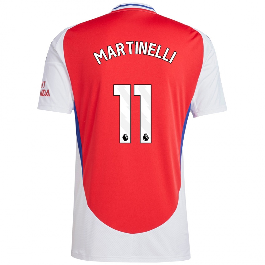 Herren Gabriel Martinelli #11 Rot Weiß Heimtrikot Trikot 2024/25 T-Shirt Belgien