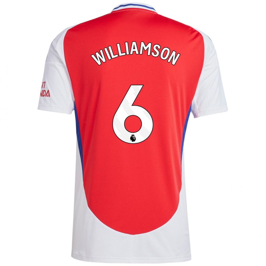 Heren Leah Williamson #6 Rood Wit Thuisshirt Thuistenue 2024/25 T-Shirt België