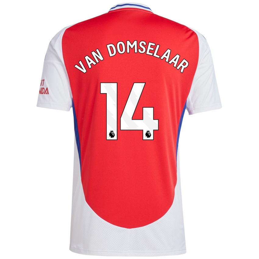 Homme Maillot Daphne Van Domselaar #14 Rouge Blanc Tenues Domicile 2024/25 T-Shirt Belgique