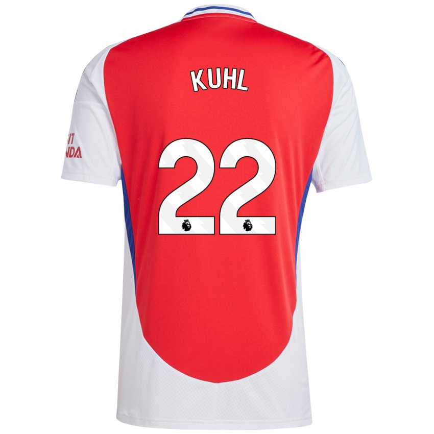 Homme Maillot Kathrine Møller Kühl #22 Rouge Blanc Tenues Domicile 2024/25 T-Shirt Belgique