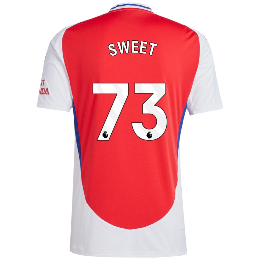 Heren James Sweet #73 Rood Wit Thuisshirt Thuistenue 2024/25 T-Shirt België