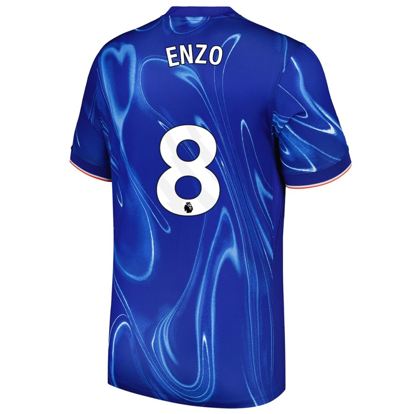 Herren Enzo Fernandez #8 Blau Weiß Heimtrikot Trikot 2024/25 T-Shirt Belgien