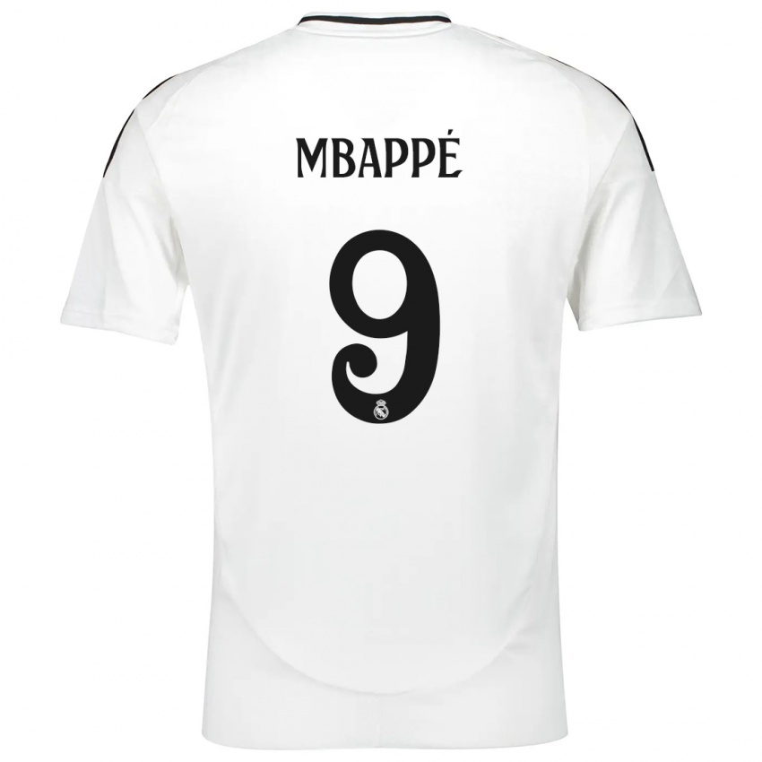 Heren Kylian Mbappe #9 Wit Thuisshirt Thuistenue 2024/25 T-Shirt België