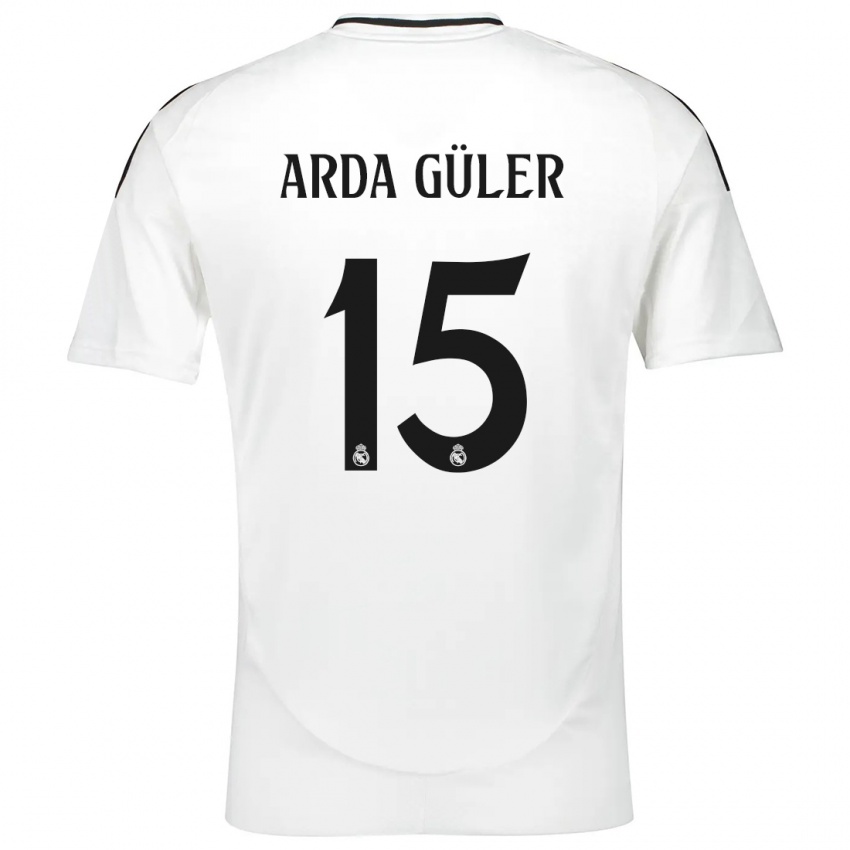 Heren Arda Güler #15 Wit Thuisshirt Thuistenue 2024/25 T-Shirt België