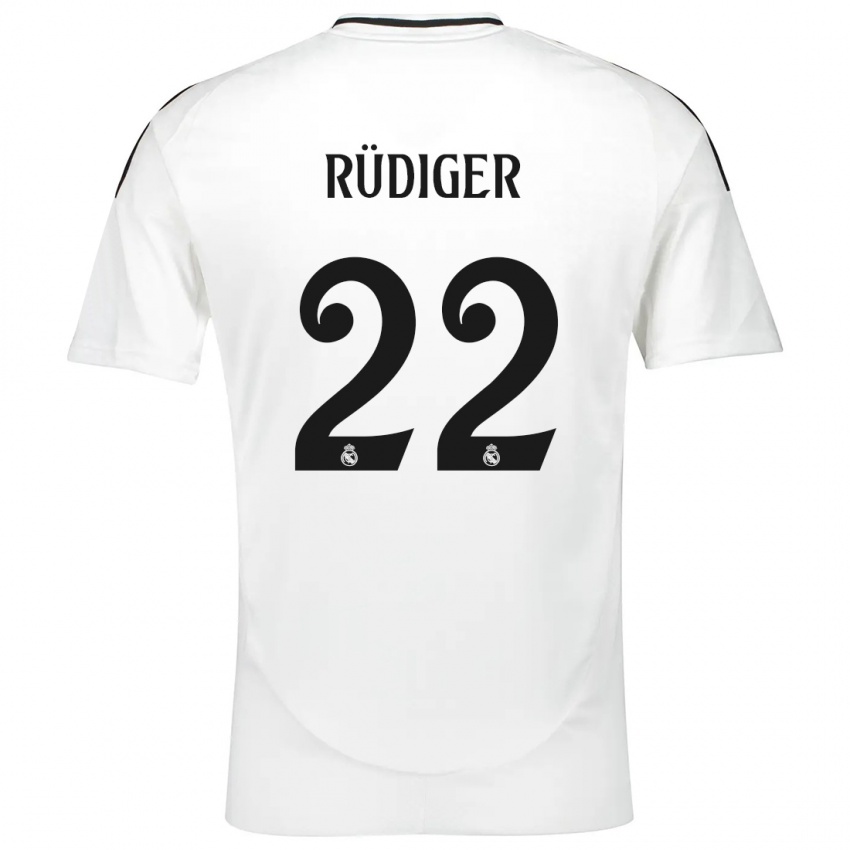 Herren Antonio Rüdiger #22 Weiß Heimtrikot Trikot 2024/25 T-Shirt Belgien