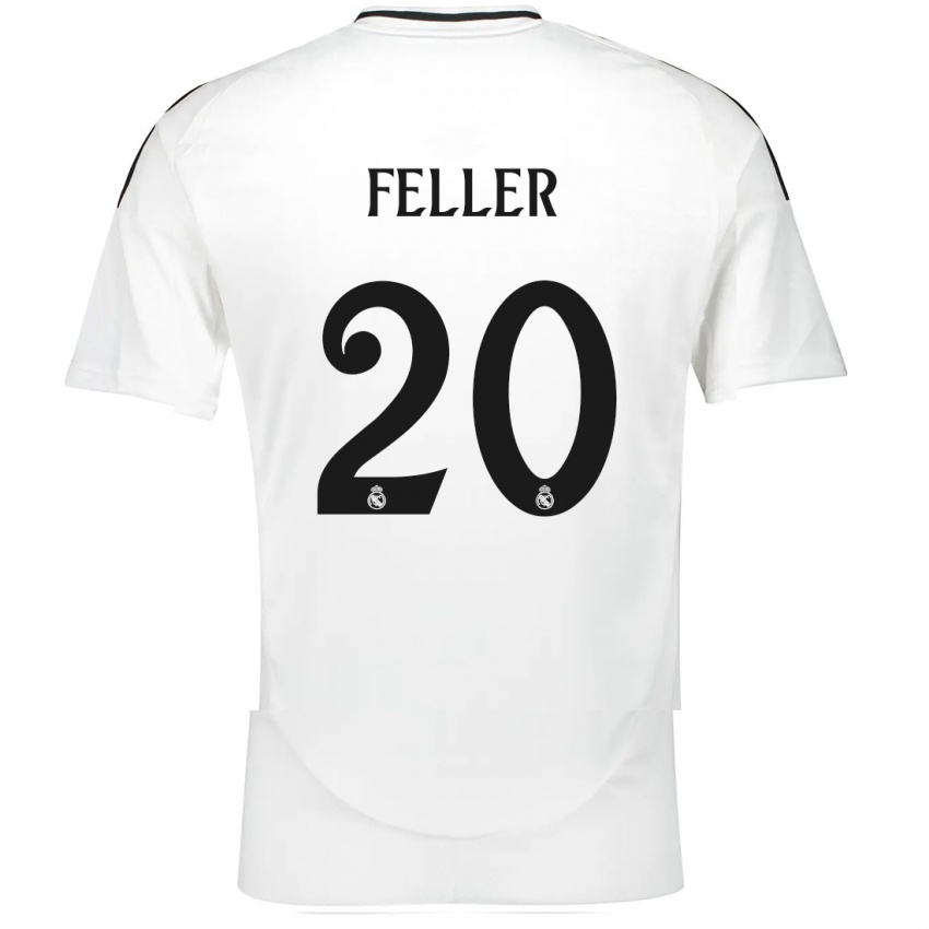 Herren Naomie Feller #20 Weiß Heimtrikot Trikot 2024/25 T-Shirt Belgien