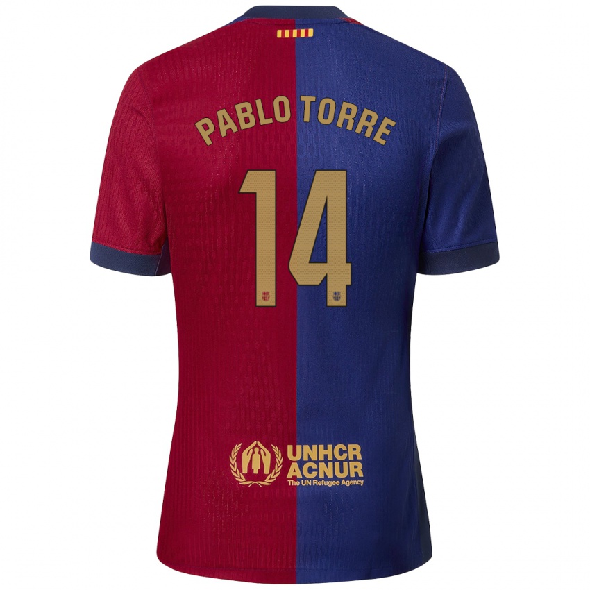 Homme Maillot Pablo Torre #14 Bleu Rouge Tenues Domicile 2024/25 T-Shirt Belgique