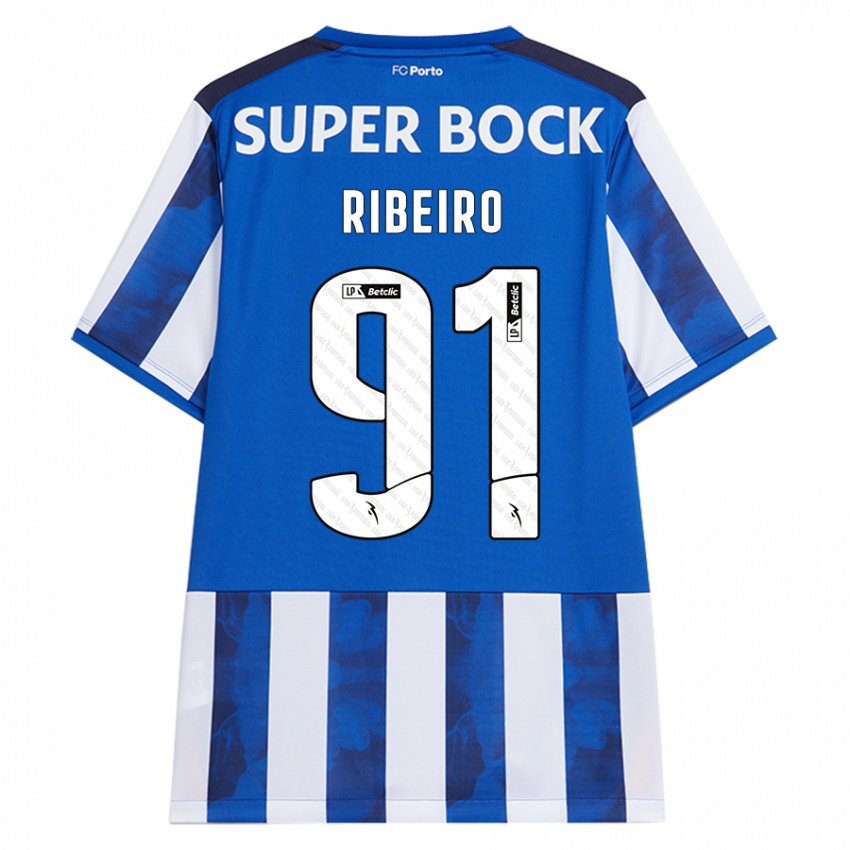 Heren Gonçalo Ribeiro #91 Blauw Wit Thuisshirt Thuistenue 2024/25 T-Shirt België