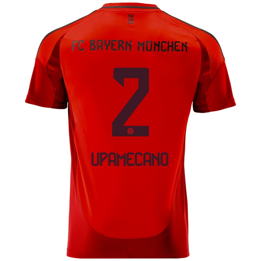 Heren Dayot Upamecano #2 Rood Thuisshirt Thuistenue 2024/25 T-Shirt België