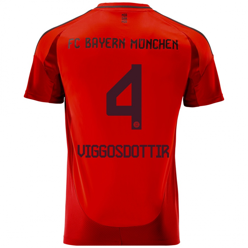 Heren Glódís Perla Viggósdóttir #4 Rood Thuisshirt Thuistenue 2024/25 T-Shirt België