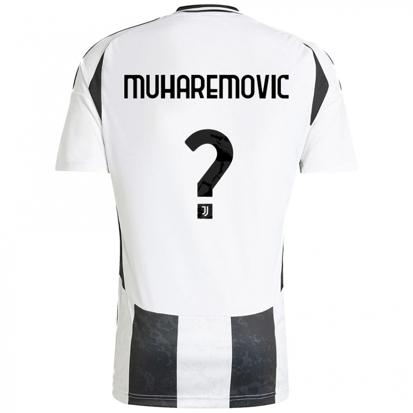 Homme Maillot Tarik Muharemovic #0 Blanc Noir Tenues Domicile 2024/25 T-Shirt Belgique