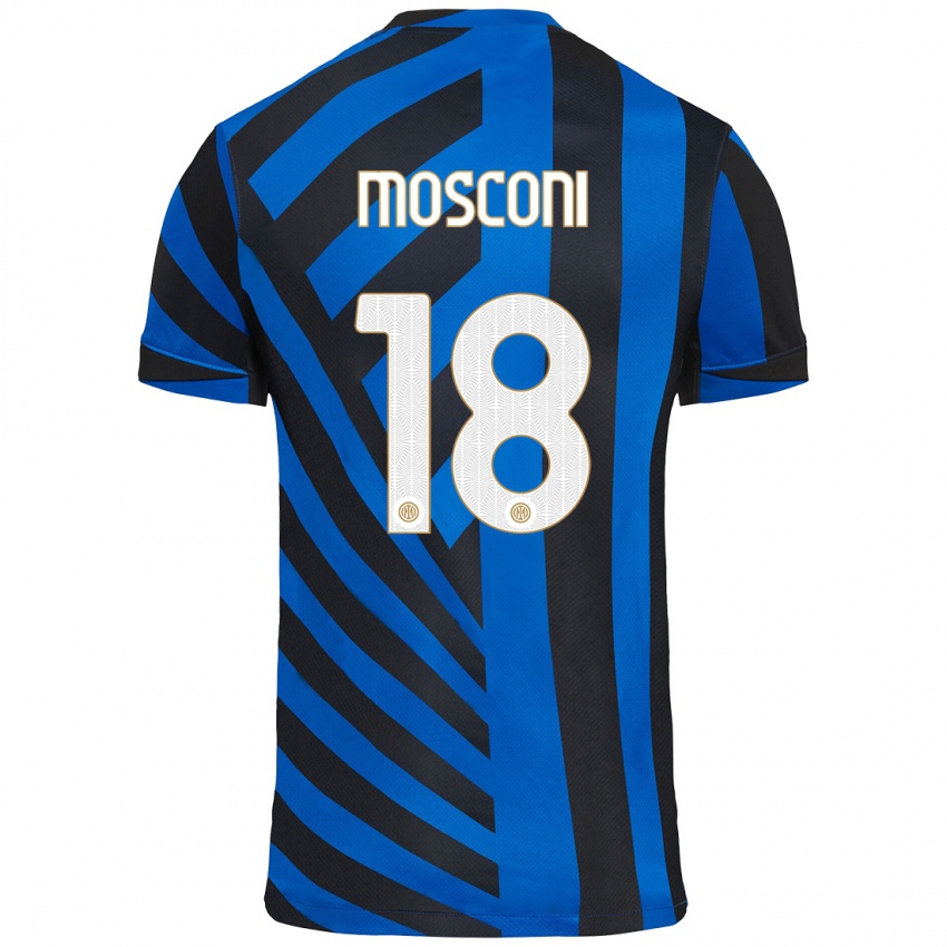 Heren Mattia Mosconi #18 Blauw Zwart Thuisshirt Thuistenue 2024/25 T-Shirt België