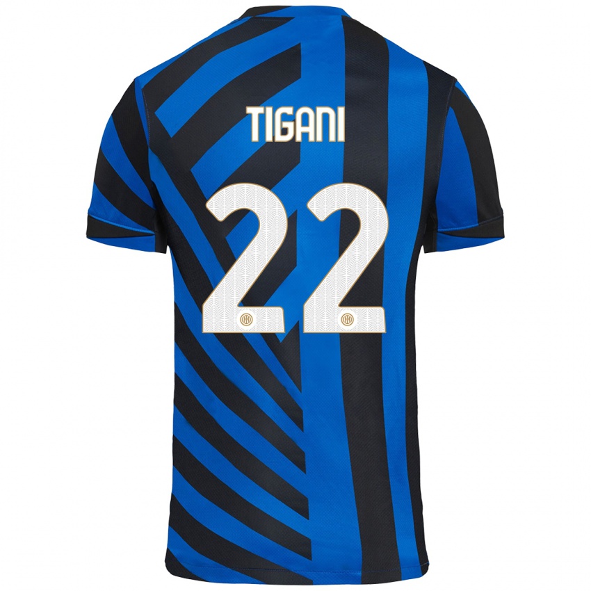 Heren Edoardo Tigani #22 Blauw Zwart Thuisshirt Thuistenue 2024/25 T-Shirt België