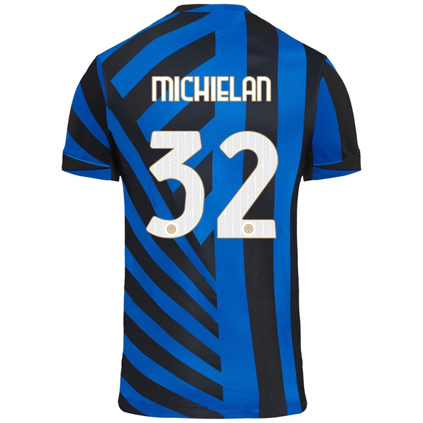 Heren Mattia Michielan #32 Blauw Zwart Thuisshirt Thuistenue 2024/25 T-Shirt België