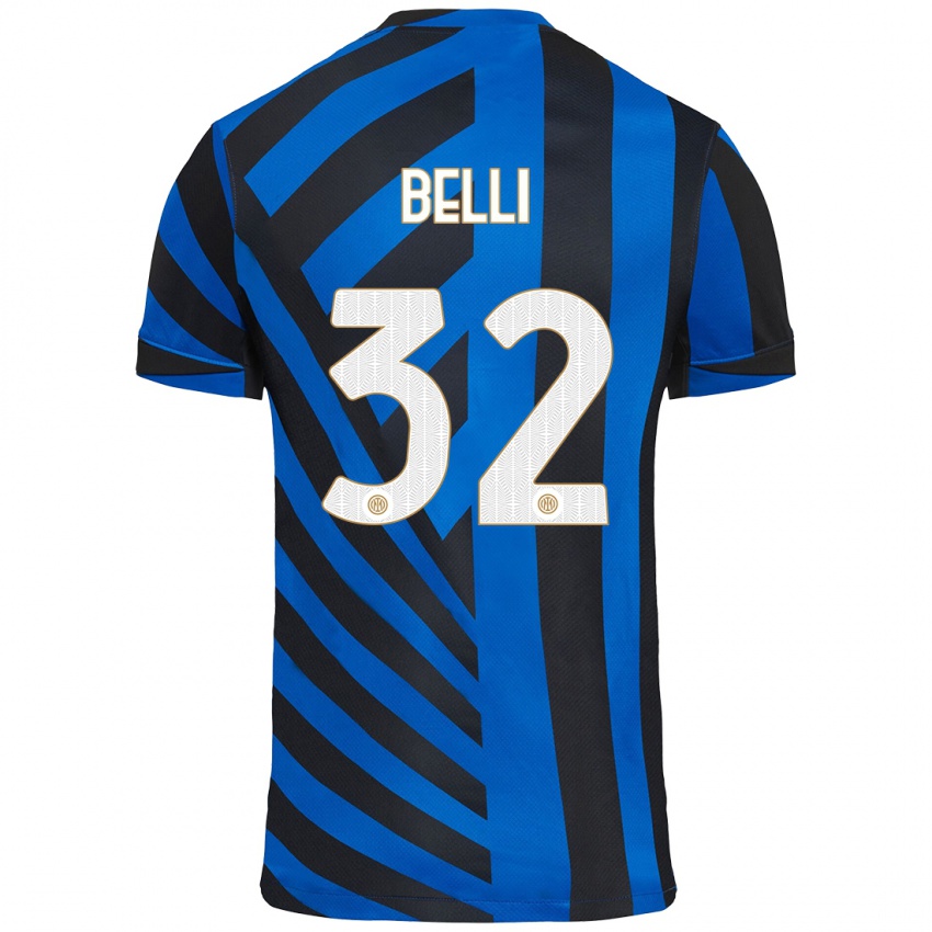 Heren Elena Belli #32 Blauw Zwart Thuisshirt Thuistenue 2024/25 T-Shirt België