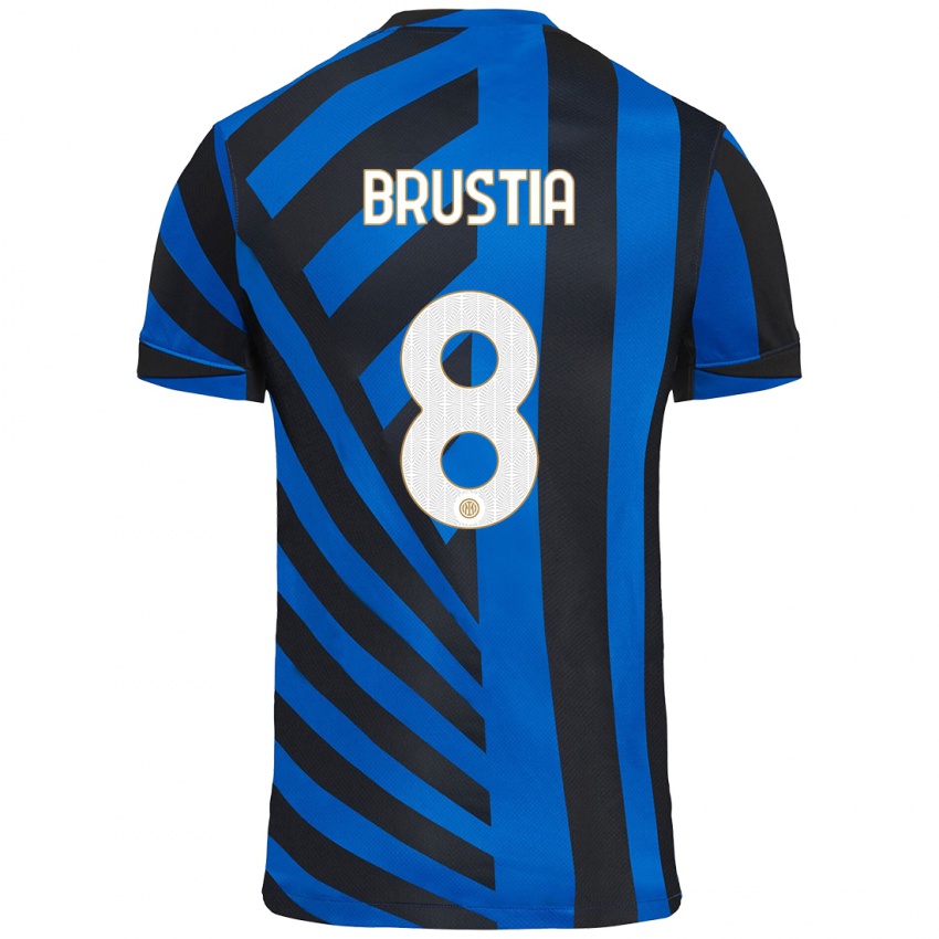 Heren Martina Brustia #8 Blauw Zwart Thuisshirt Thuistenue 2024/25 T-Shirt België