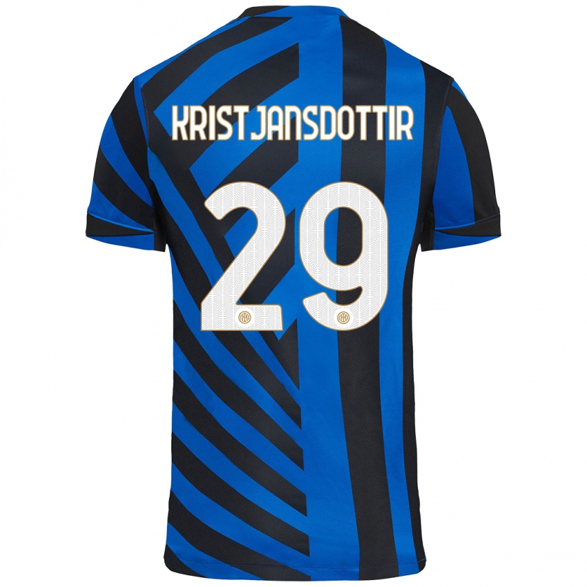 Heren Anna Bjork Kristjansdottir #29 Blauw Zwart Thuisshirt Thuistenue 2024/25 T-Shirt België