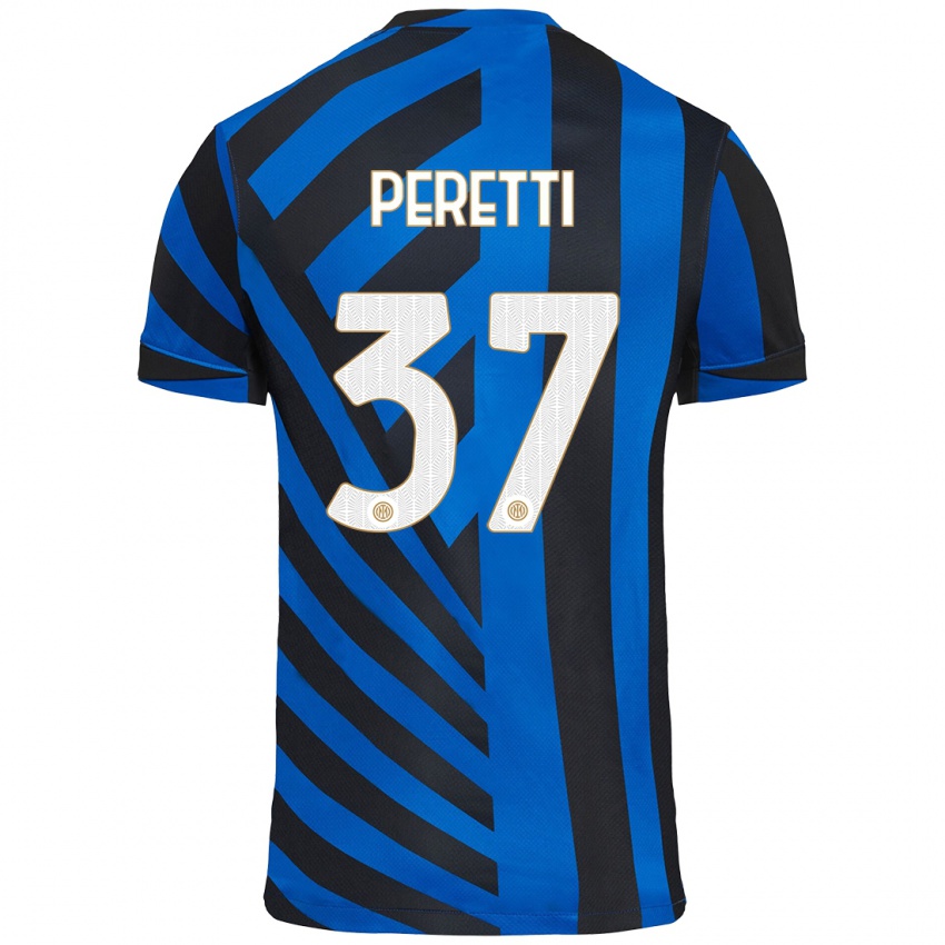 Heren Lorenzo Peretti #37 Blauw Zwart Thuisshirt Thuistenue 2024/25 T-Shirt België