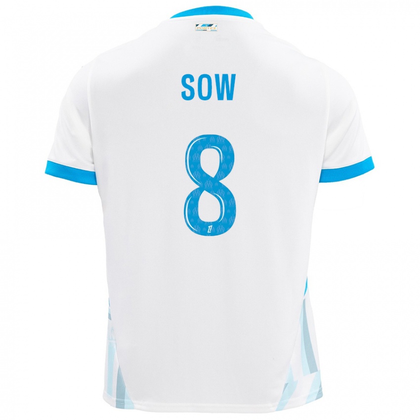 Homme Maillot Mbayang Sow #8 Blanc Bleu Ciel Tenues Domicile 2024/25 T-Shirt Belgique