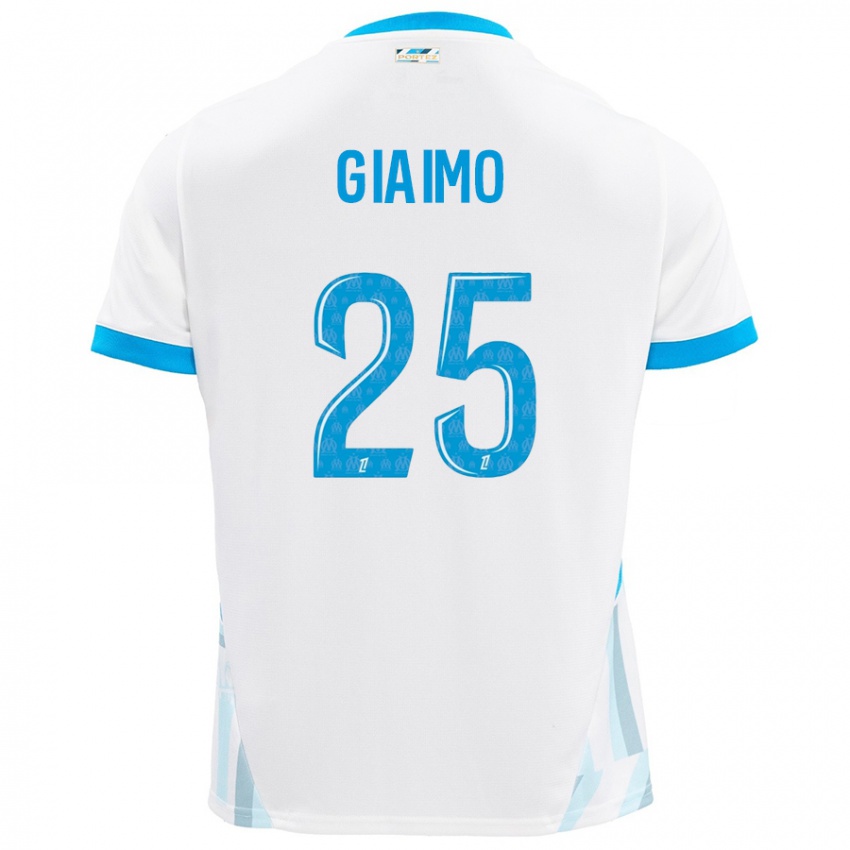 Homme Maillot Carla Giaimo #25 Blanc Bleu Ciel Tenues Domicile 2024/25 T-Shirt Belgique