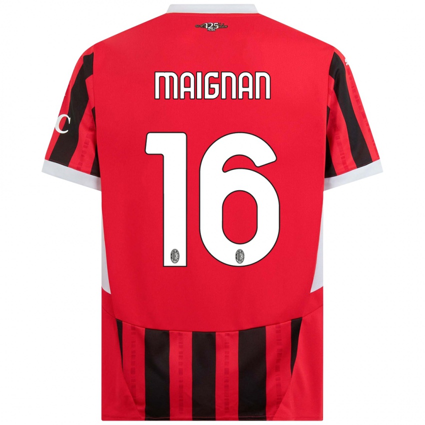 Herren Mike Maignan #16 Rot Schwarz Heimtrikot Trikot 2024/25 T-Shirt Belgien