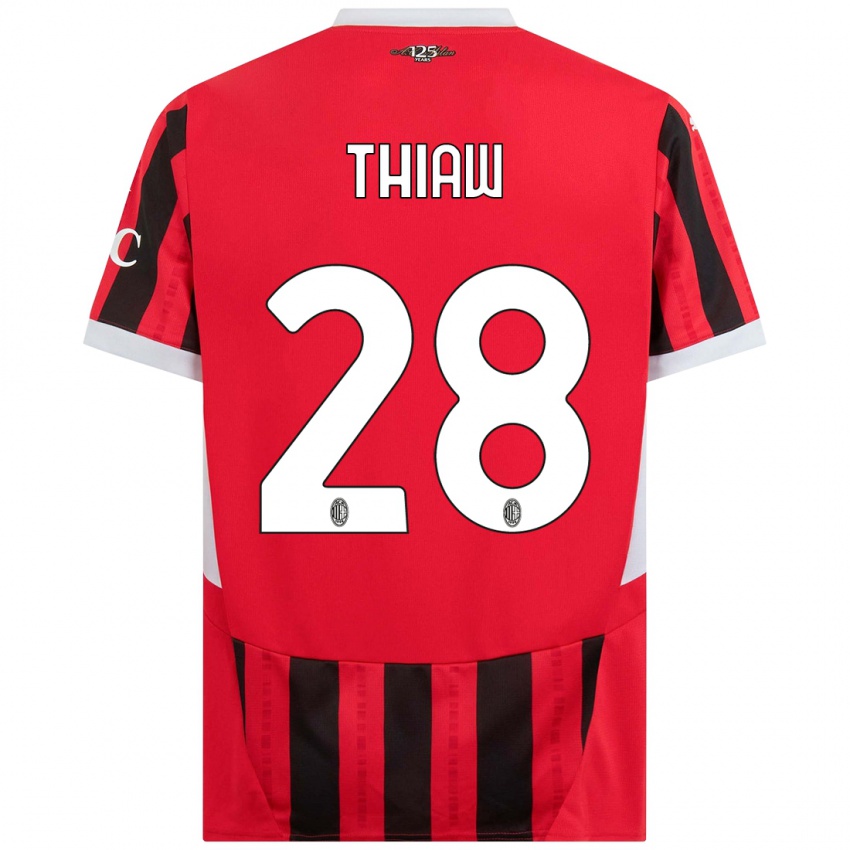 Herren Malick Thiaw #28 Rot Schwarz Heimtrikot Trikot 2024/25 T-Shirt Belgien