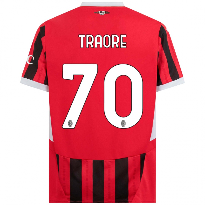 Herren Chaka Traore #70 Rot Schwarz Heimtrikot Trikot 2024/25 T-Shirt Belgien