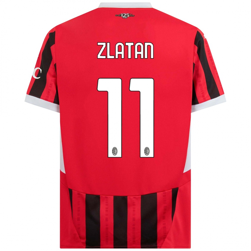 Heren Zlatan Ibrahimovic #11 Rood Zwart Thuisshirt Thuistenue 2024/25 T-Shirt België