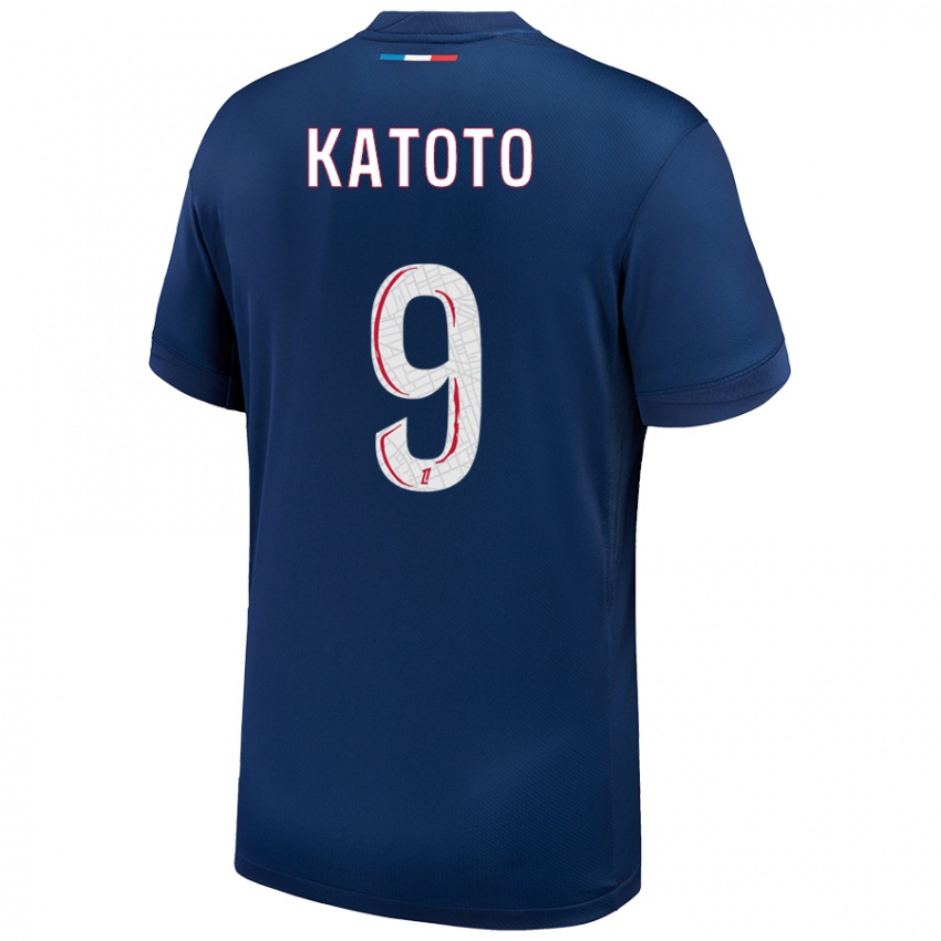 Homme Maillot Marie-Antoinette Katoto #9 Bleu Marine Blanc Tenues Domicile 2024/25 T-Shirt Belgique