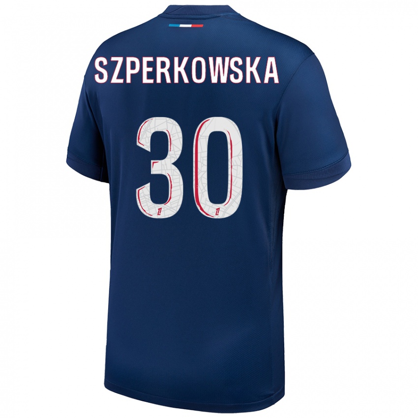 Herren Oliwia Szperkowska #30 Marineblau Weiß Heimtrikot Trikot 2024/25 T-Shirt Belgien