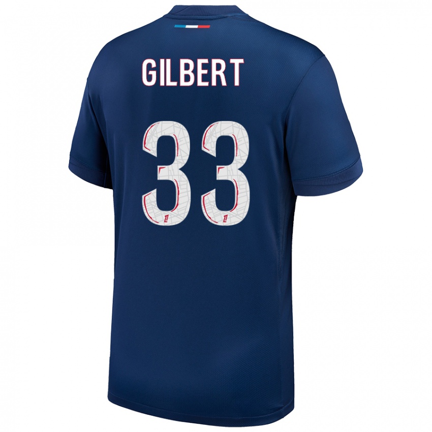 Homme Maillot Tara Elimbi Gilbert #33 Bleu Marine Blanc Tenues Domicile 2024/25 T-Shirt Belgique