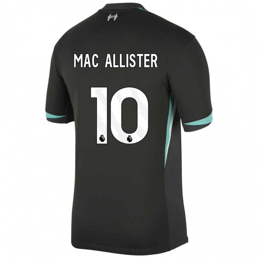 Homme Maillot Alexis Mac Allister #10 Noir Anthracite Blanc Tenues Extérieur 2024/25 T-Shirt Belgique