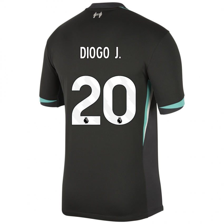 Homme Maillot Diogo Jota #20 Noir Anthracite Blanc Tenues Extérieur 2024/25 T-Shirt Belgique