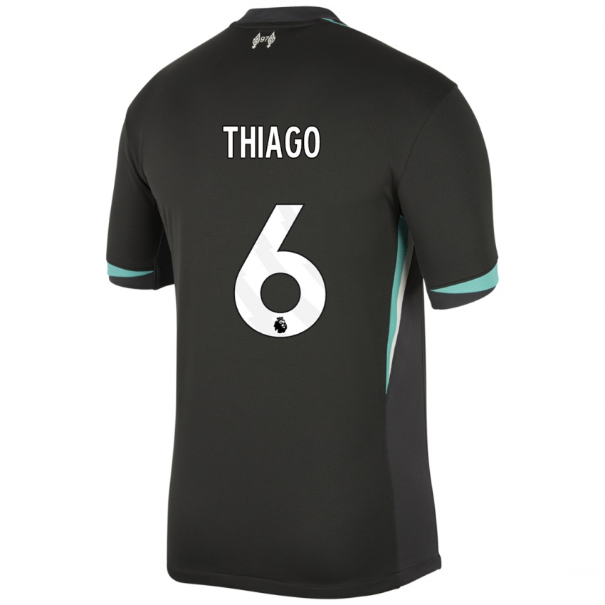 Homme Maillot Thiago #6 Noir Anthracite Blanc Tenues Extérieur 2024/25 T-Shirt Belgique