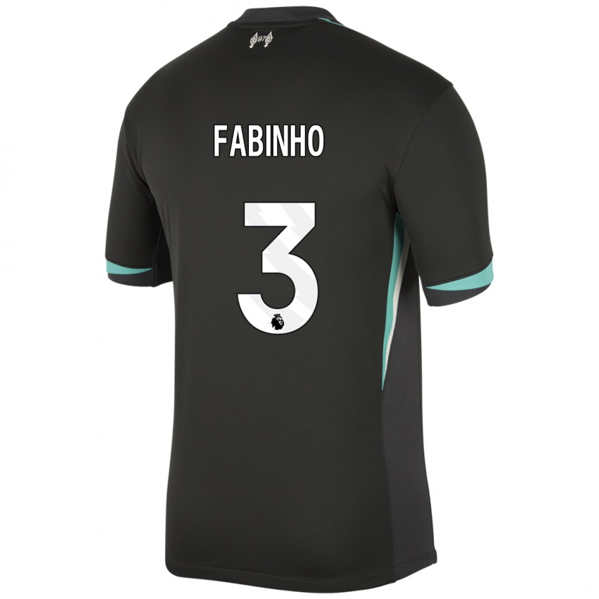 Homme Maillot Fabinho #3 Noir Anthracite Blanc Tenues Extérieur 2024/25 T-Shirt Belgique