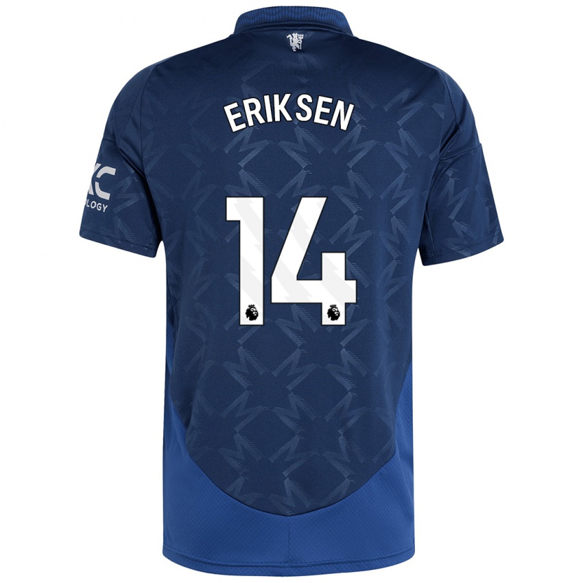 Homme Maillot Christian Eriksen #14 Indigo Tenues Extérieur 2024/25 T-Shirt Belgique